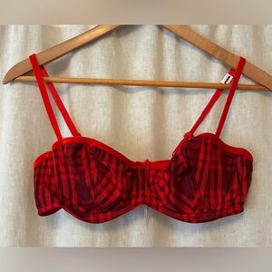 Victoria’s Secret Cotton & Modal Unlined Balconette Bra in Red Plaid, 36 C